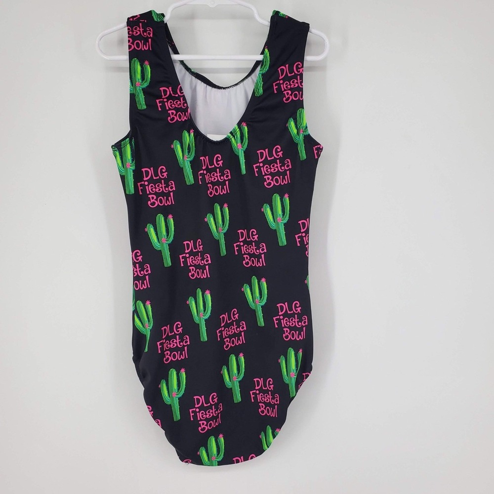 GK Elite Sportswear Black DLG Fiesta Bowl Cactus Gymnastics Leotard AS Small - Picture 2 of 5